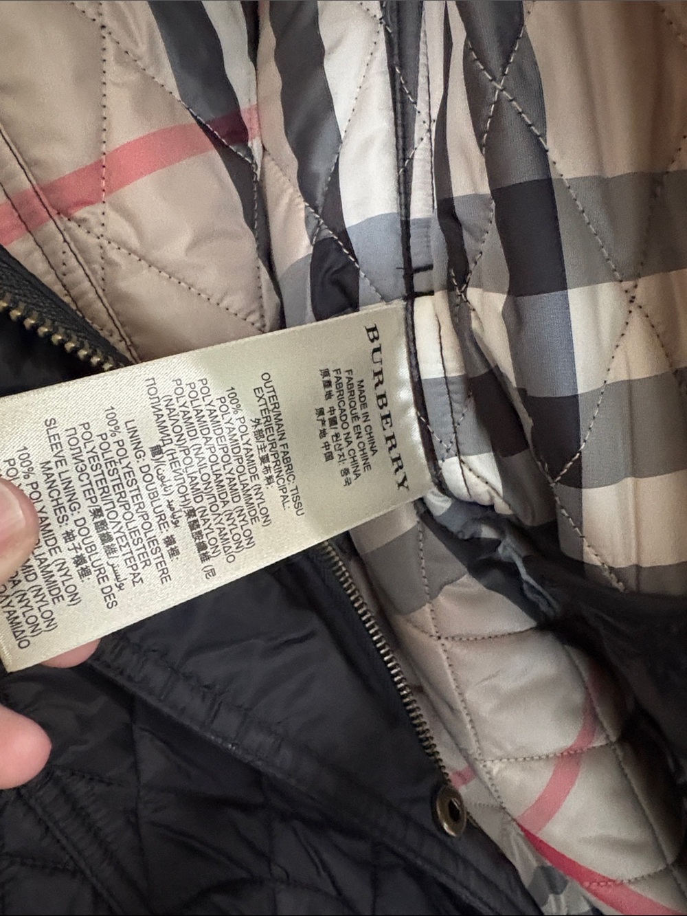 Burberry Brit Black Quilted Belted Jacket Coat Nova Check Lining - Picture 9 of 10